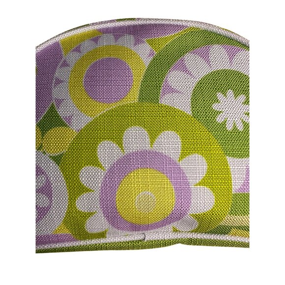 Clinique Floral Cosmetic Bag With Green & Purple Retro Print - Picture 4 of 16